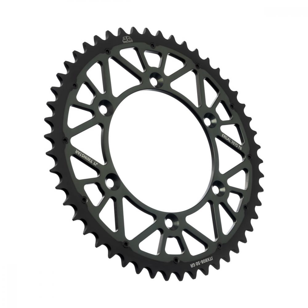 Фото Звезда ведомая алюминиевая/стальная JT JTX808 50GR, 50 зубьев, серая, 520 размер — купить в LuckyFern