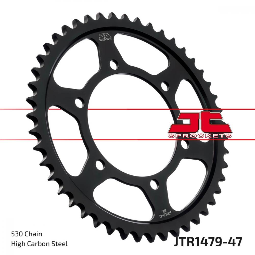 Фото Звезда ведомая JT JTR1479 47ZBK, 47 зубьев, черное цинковое покрытие, 530 размер — купить в LuckyFern
