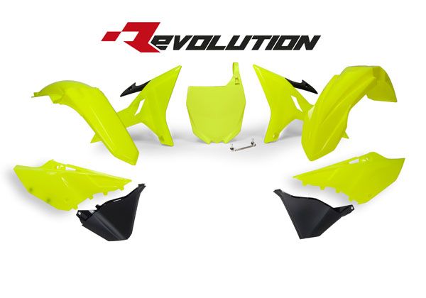 Комплект пластика RTech YZ125-250 02-21 # WR/YZ-X250 16-22 # YZ-X125 20-22 Revolution неон желтый/черный