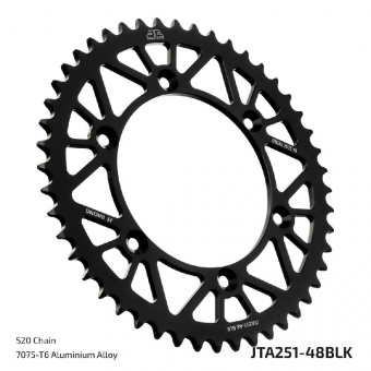 Звезда ведомая алюминиевая JT JTA251 48BLK, 48 зубьев, черная, 520 размер в интернет-магазине LuckyFern