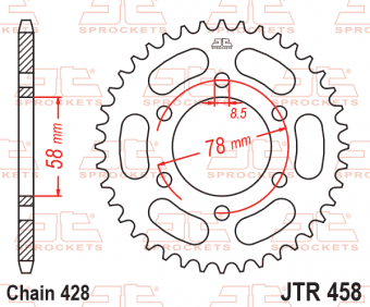 Звезда ведомая JTR458 40 зубьев, 428 в интернет-магазине LuckyFern