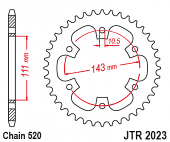 Звезда ведомая JT JTR2023 42 зуба, 520 размер в интернет-магазине LuckyFern