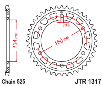 Звезда ведомая JT JTR1317, 40 зубьев, 525 размер в интернет-магазине LuckyFern