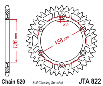 Звезда ведомая алюминиевая JT JTA822 45BLU, 45 зубьев, синяя, 520 размер в интернет-магазине LuckyFern