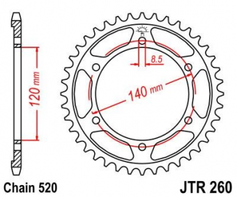 Звезда ведомая JT JTR260, 38 зубьев, 520 размер в интернет-магазине LuckyFern