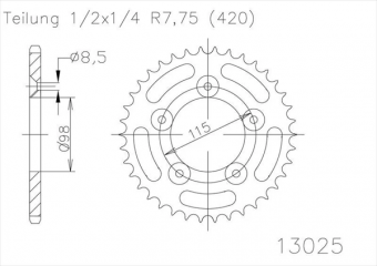 Звезда ведомая ESJOT 51-13025, 50 зубьев в интернет-магазине LuckyFern