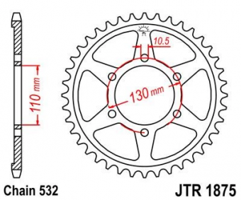 Звезда ведомая JT JTR1875, 48 зубьев, 532 размер в интернет-магазине LuckyFern