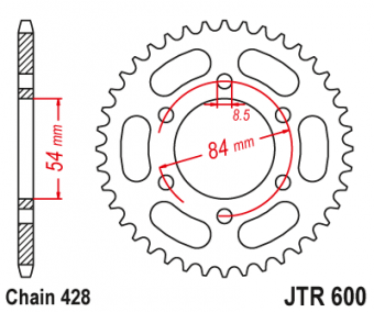 Звезда ведомая JT JTR600, 52 зуба, 428 размер в интернет-магазине LuckyFern