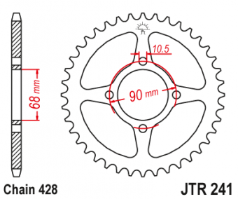 Звезда ведомая JT JTR241, 53 зуба, 428 размер в интернет-магазине LuckyFern
