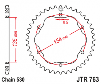 Звезда ведомая JT JTR763, 40 зубьев, 530 размер в интернет-магазине LuckyFern