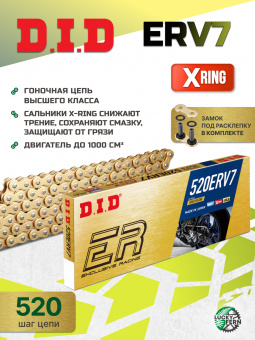 Цепь DID 520ERV7 G&G золотая 108 звеньев в интернет-магазине LuckyFern
