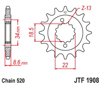 Звезда ведущая JTF1908 15RB, 15 зубьев, с резиновым демпфером в интернет-магазине LuckyFern