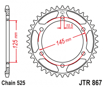 Звезда ведомая JT JTR867, 42 зуба, 525 размер в интернет-магазине LuckyFern