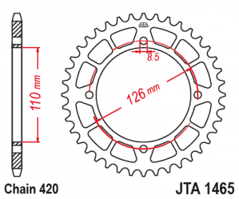 Звезда ведомая алюминиевая JTA1465 47BLK в интернет-магазине LuckyFern
